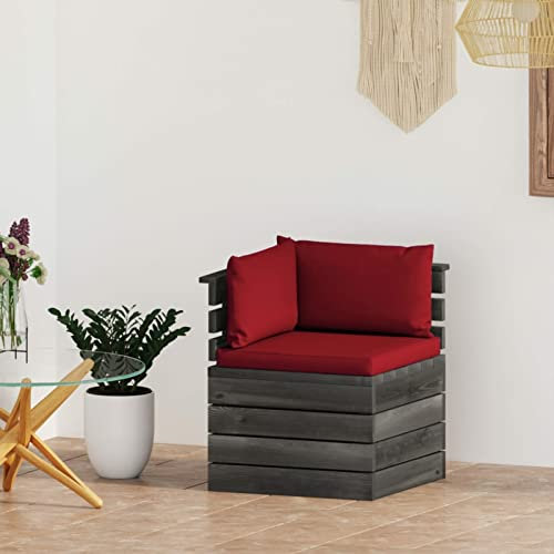Rantry Garten-Paletten-Ecksofa mit Kissen Gartensofa Einzelsofa Möbel Sofa Lounge Modular Sofa Loungesessel Gartenmöbel Palettensofa Kiefernholz