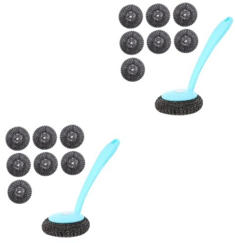 minkissy 2 Sätze Kugelbürste Stahl Pinsel küche Kitchen Brush Topfreiniger Reinigungsbürste für die Küche Schwämme Wäscher Küchentopfbürste Geschirrreiniger Geschirrspüler Stahlwolle