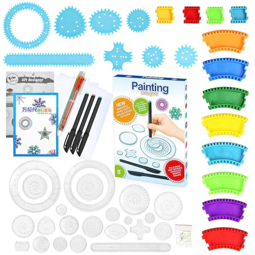 YANGUN Spirograph, 45 pcs Spirograph Deluxe, Spirographe Enfant, Mandala Designer, pour Enfants et Adultes