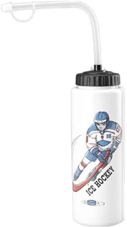 Borraccia per hockey su ghiaccio, con cannuccia lunga, 1 l, per sport e bambini, adulti
