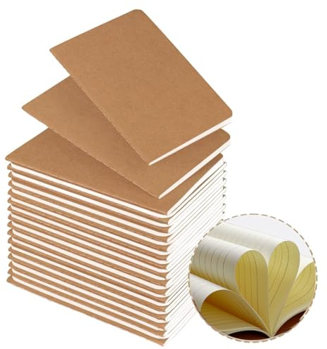 YBCPACK Kraft Notizbuch A6 Liniert, 30 Notizbücher Set, Klein Notizheft | leer mit 60 Seiten (30 Blätter), Notizblock für Büro, Schule & Reisen (10x14cm)