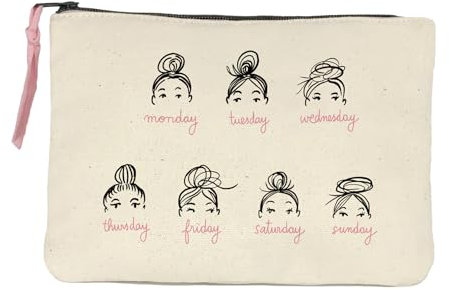 Pouch Week of Buns, Canvas-Pochette (22cm x 15,5cm), Illustration von Kera Till, Stofftäschchen, Federmäppchen, Kosmetikbeutel mit Reißverschluss mit Zugband