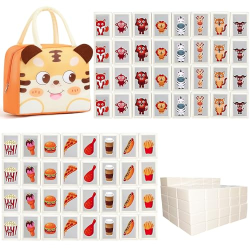 YANGUN Seaside Escape Game Blocks Mahjong Sets, 65 Tiles Seaside Escape Board Game, Mini Mahjong Set, Animal & Food Pattern MahjongGame, Beachside Board Games, FamilyBoard Games for Kids And Adults