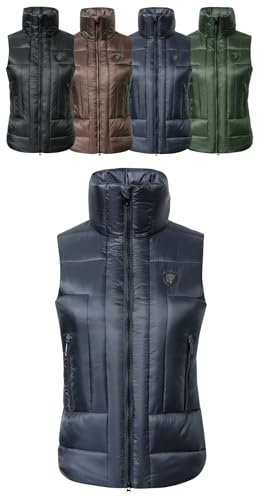 Covalliero - Damen Steppweste | taillierte Reitweste | wasserabweisende Pufferweste | Sportweste mit hohem Kragen & 2 Einschubtaschen | Reitbekleidung in Dark Navy | Größe XXL