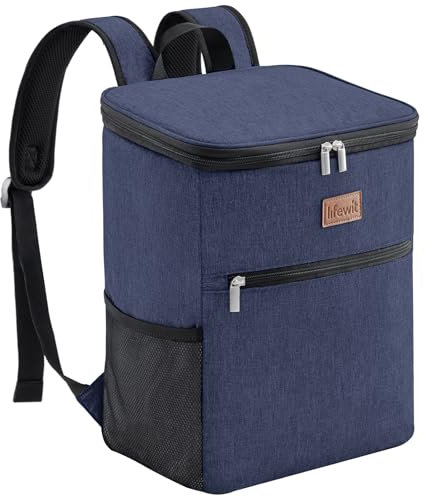 Lifewit 21L weicher Kühlrucksack mit Harter Auskleidung für 30 Dosen,großer isolierter Rucksack für Picknick & Mittagessen, weiche Kühltasche für Camping/BBQ/Familienaktivitäten im Freien,Dunkelblau