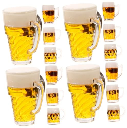 MAGICLULU Lot de 2 Mini Chopes à Bière Décoratives en Plastique pour Maison de Poupée 4 Pièces