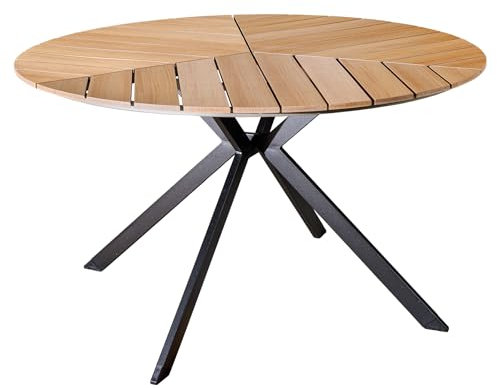 Riess Ambiente Runder Outdoor Gartentisch DESIGNO - 120cm - Natur Holz-Design anthrazit Metall