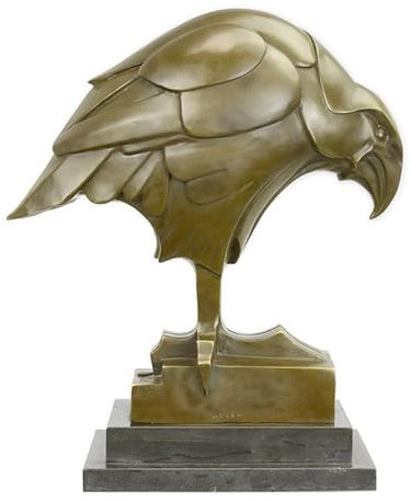 Majestätische Bronze Adler Skulptur auf Marmorsockel - 39,5 cm Höhe - Edle Art Deco Figur - Dekoration für Wohnzimmer und Büro, 11,8 kg schwer