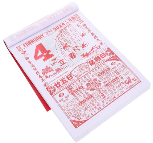 DIYEAH Traditioneller Chinesischer Wandkalender Zum Aufhängen Lunar Almanach Mit Monddatum Großformatiger Abreiß Terminkalender Für Haushalt Und Büro Klassisch-dekorativ Stil Zufällig