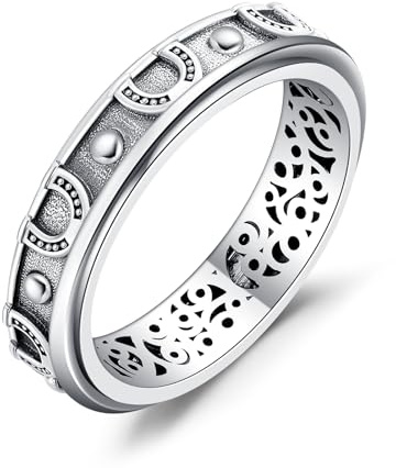 HUKKUN Fidget Ring Silber 925 Spinner Ring für Angst Frauen Stressabbau Elefanten Schmuck Geschenke für Frauen
