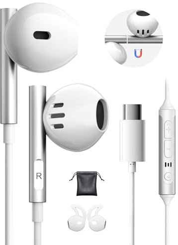 Ecouteur USB C pour iPhone 15 16 17 Pro Max Redmi Note 15 Pixel 10a 9a | HiFi Stéréo Ecouteurs Type C Intra Écouteurs Filaire USB C et Micro pour Samsung Galaxy S26 S25 S24 S23 Ultra A56 A55 A16 5G