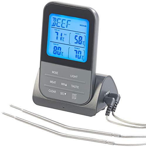Rosenstein & Söhne Brat-Thermometer: Funk-Braten- & Ofenthermometer mit 2 Fühlern, Versandrückläufer (und Grillthermometer, Funk & Grillthermometer, BBQ)
