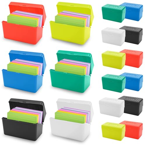 ELFULLY Confezione da 12 scatole per schede indice, porta biglietti da visita in plastica, organizer per biglietti da visita, scatola per biglietti da visita, organizer per appunti, porta schede flash
