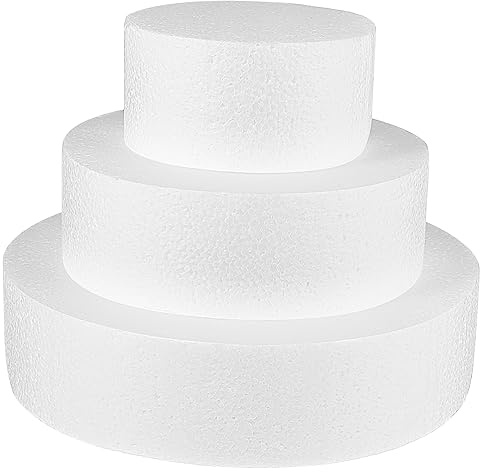 PRETYZOOM Moldes Para Pasteles Espuma Redondos 3 Tamaños (10cm, 15cm, 20cm) Espuma Ligera Práctica Decoración Fondant Repostería Bricolaje