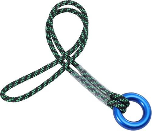 6 mm (1/4 tum) försydd prusik slinga med ring, 50 cm träklätterrep | Polyester ankarsladd, trädklättring rep utrustning för arborist, klättring, räddning och Canyoneering