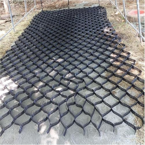 Estabilizador de rejilla de suelo resistente de 10 cm, malla de control de erosión para muros de contención al aire libre, soporta pendientes, capacidad de carga de 800 kg, 3 x 6 m, color negro