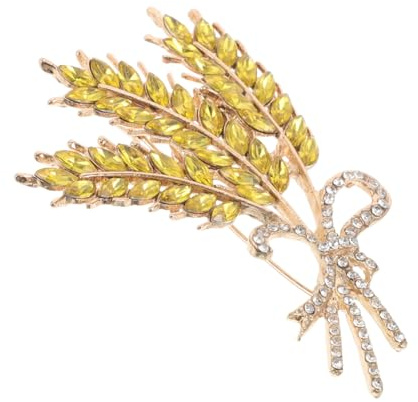 Beaupretty Ansteckblume Damen Weizenbrosche aus Zinklegierung Gelb Elegantes Design Sicherer Pin für Formelle und Legere Anlässe