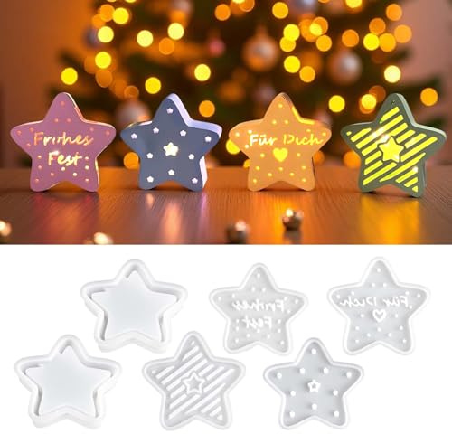 EPODA Stern-Silikonformen, Gießformen für Gips, Epoxidharz und Weihnachten | Gipsformen zum Gießen für Resin, Beton und Wachs, ideal für Sternornamente, Weihnachtsdeko, Adventsdeko und DIY-Projekte