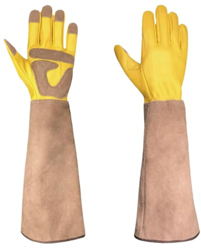 Gants de jardin 1 paire en cuir 18 pouces de jardinage long gants pour les hommes femmes épreuve du jardinage pour cactus, élagage des roses, apiculture, soudage longtemps