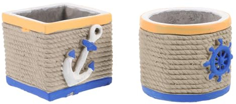 Mobestech Lot De 2 Petits Pots De Fleurs en Ciment 2 Styles Pots De Plantes D'intérieur pour Succulentes Cactus Déco Bureau Maison