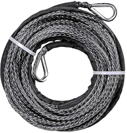 Hochleistungs Abschleppgurt 6mm * 30m Synthetische Windenseilverlängerung Rock Guard for 4X4 Geländewagen(Black)