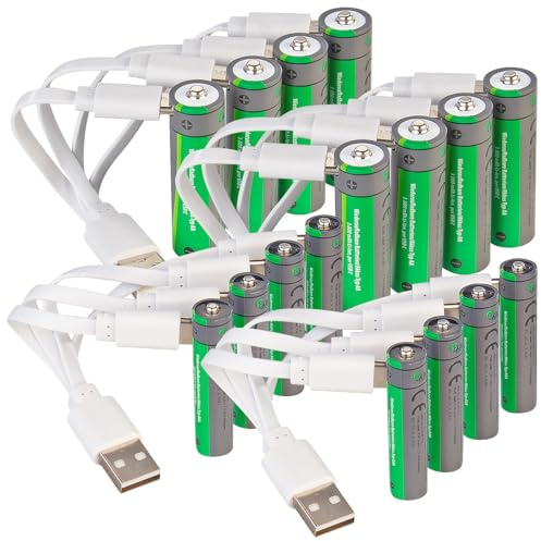 tka Köbele Akkutechnik Set batterie: Set da 8 batterie Ricaricabili, Alta capacità, 8X AA con 3.000 mWh (USB-C, Batteria USB-C ad Alta capacità, RC)