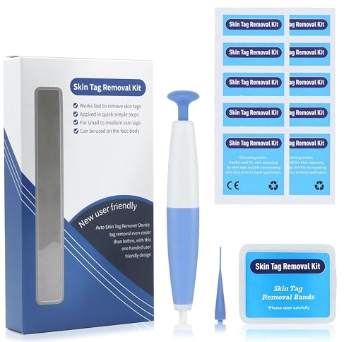 Skin Tag Removal Kit with Pen – Fast-Acting, Safe & Effective Skin Tag Remover for All Skin Types, Mole & Wart Remover, 60 Bands + 36 Repair Patches & 10 Cleansing Wipes for Clear Smooth Skin