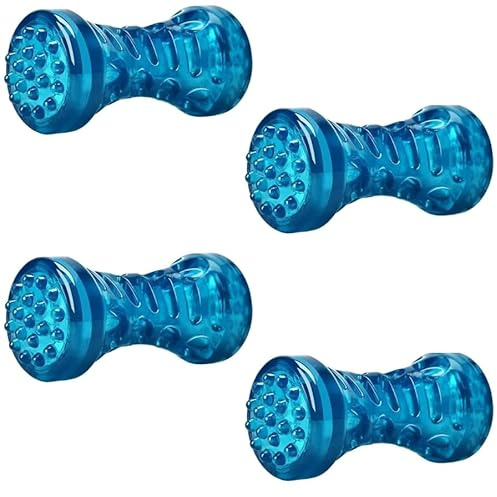 KFGISD, Hundleksaker Tåliga Bettsäker Husdjursleksak Tandborste Benleksak Interaktiv Valpleksak Hundben Gummi 4st Blå S ，Hundleksaker(Blue S)