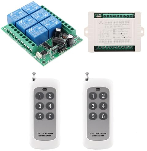 433mhz Interrupteur telecommande sans fil 12v Commutateur de relais à distance 12V-48V 36V telecommande 6 canaux Contrôleur de fenêtre de porte de lumière de moteur (12V-48V/ 2* Contrôle 433MHz)