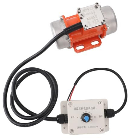 Rengue Vibratore per Calcestruzzo, Motore Vibrante Senza Spazzole DC 24V con IP65, Custodia in Lega di Alluminio, velocità Regolabile per Vaglio Vibrante da Tavolo Agitatore (50W)