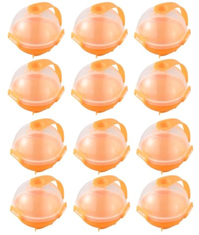 OSALADI Moule à Glaçons Ronds en Plastique Orange 12 Pièces, Outil de Fabrication de Glace Sphérique pour Whisky et Boissons, Compatible Congélateur, Résistant au Froid, Maison et Bar