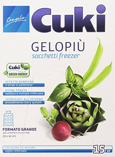 Cuki Gelopiù – Lot de 3 boites de 15 sacs congélation, grand format (29 x 42 cm) - Total : 45 sacs