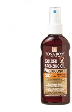 Rona Ross Sun Care | Golden Bronzing Oil Spray | Sunshield Tanning SPF20 | Tan Accelerator | Contains Coconut, Carrot Oil & Vitamin E