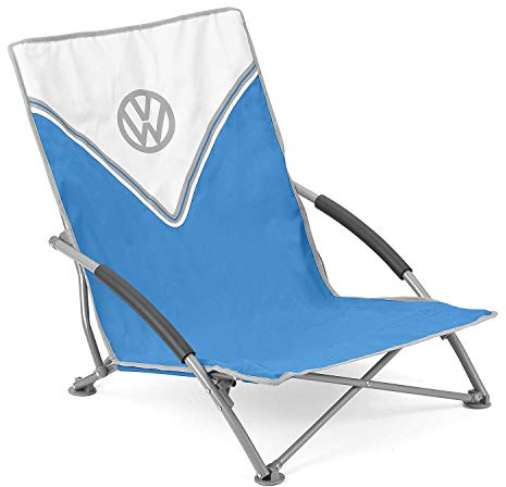 Board Masters VW Collection - Volkswagen Faltbarer Strand-Klapp-Faltstuhl mit Tragetasche im T1 Bulli Bus Design 70 cm Blau