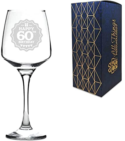 fantaisie gravé/imprimé Junior Verre de vin – Joyeux anniversaire 60 ans Do Not Engrave A Message On The Reverse Side Engraved