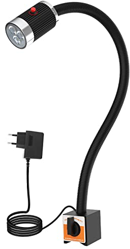 Magnetisches Licht Flexibles Schwanenhals 900Lumen Led Arbeitslicht mit verstellbarer Basis für Drehmaschine Cnc-Fräsbohrmaschine Nähmaschine Industrielle Beleuchtung (9W Magnetische Basis)