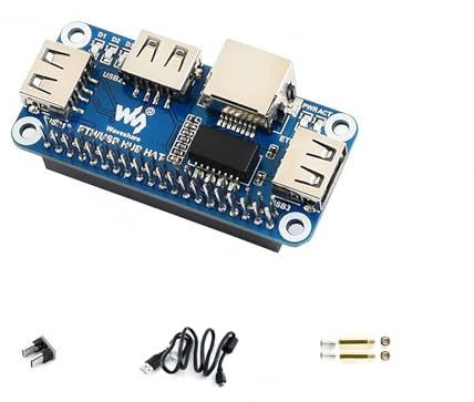Waveshare Ethernet/USB HUB HAT for Raspberry Pi, 1x RJ45 Ethernet Port Based on RTL8152B Chip, 3X USB Ports Perfectly Fit the Zero/Zero W/Zero WH