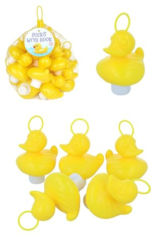 Henbrandt Paquete de 20 patos amarillos de goma con peso con ganchos, juguete de baño de 7 cm, decoración de juegos para fiestas de niños, ferias de niños, actividades de carnaval, celebraciones de