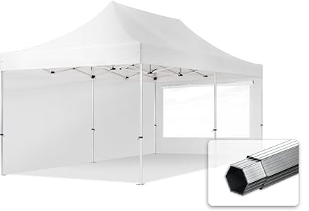 TOOLPORT 3x6 m Tonnelle Pliante Alu, PES 800, côtés panoramiques, Blanc