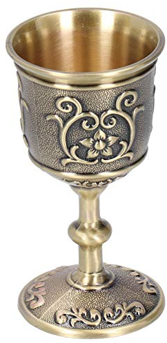 Practical Embossed Bronze King's Royal Chalice Cup, Whiskey Milk Drinks, Chalice Goblet for Wine 3.6in(Large) Goblet Chalice