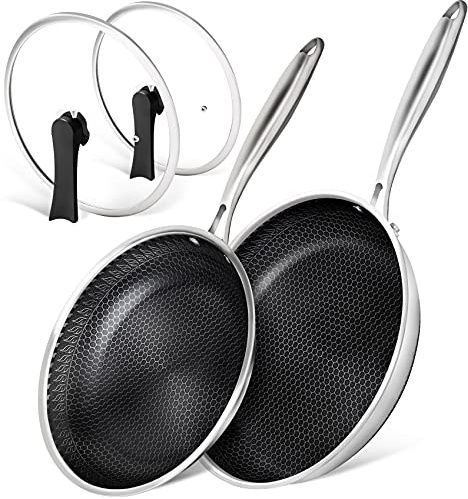 Stainless Steel Frying Pan with Lid 26CM+30CM