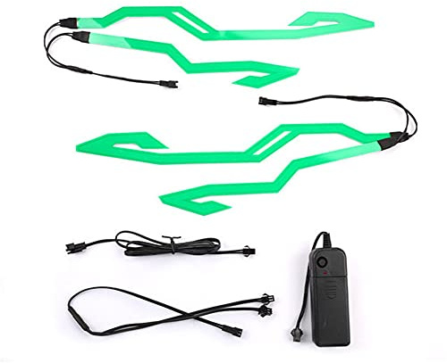 Motorrad LED Streifen Lichtleiste, Asudaro Helm LED Licht Motorradhelm Licht Wasserdichtes Motorrad Licht Streifen LED Aufkleber Mit wiederaufladbarem LED-Signaletikett Helmdekorationsset,Grün