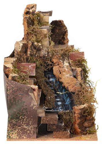Holyart Casas, ambientaciones y Tiendas: Pueblo con Arroyo con Bomba 20x20x15 cm belén 10 cm