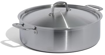 Made In Cookware - 10 Quart Stainless Steel Rondeau Pot w/Lid - 5 Ply Stainless Clad - Professional Cookware - Made in Italy - Induction Compatible