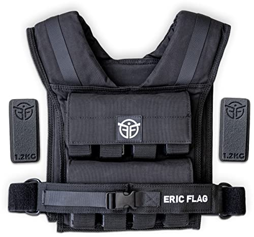 Eric Flag Gewichtsweste 20kg oder 10kg - Einstellbare Weighted Vest für Crosstraining, Krafttraining, Calisthenics und Gym, Bequeme Gewichtsweste mit Herausnehmbare Metall-Gewichte, Damen & Herren