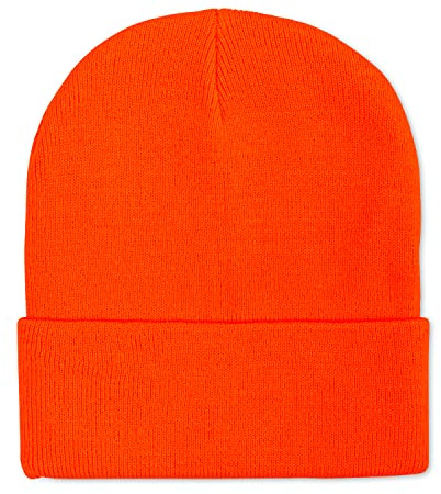 Klarny Outdoors Blaze Plain Orange Hunting Hat - Pull-On Hunting Beanie | Hi-Visibility Stretchy Knit Beanie, Deer & Bow Hunting Gear, Adjustable Sizes for Men, Women, Kids