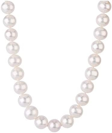 Treasure Bay Impresionante collar de perlas blancas naturales de agua dulce de grado AA de 8 a 9 mm para mujeres y niñas, 8.5-9.0mm, Perla, Perla