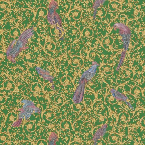 Papier peint de luxe exclusif Profhome 370533-GU papier peint intissé texturé au style baroque brillant or vert violet 7,035 m2