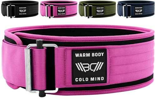 WARM BODY COLD MIND Premium Gewichthebergürtel aus Hochwertiger Nylon für Krafttraining - Gym Gürtel für Gewichtheben, Cross Training, Bodybuilding, Fitness (Rosa, XL (91.5cm - 101cm))