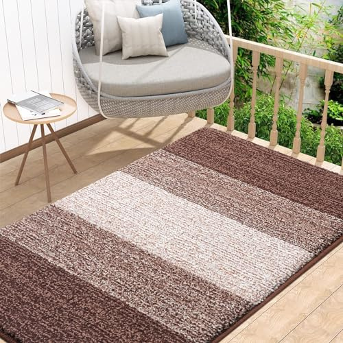 Homaxy Schmutzfangmatte Innen, rutschfeste Fußmatte, Maschinenwaschbare Robust Fussmatte Saugstarke Türmatte für Hund, Eingang, Haustür (80 x 120 cm, Braun)
